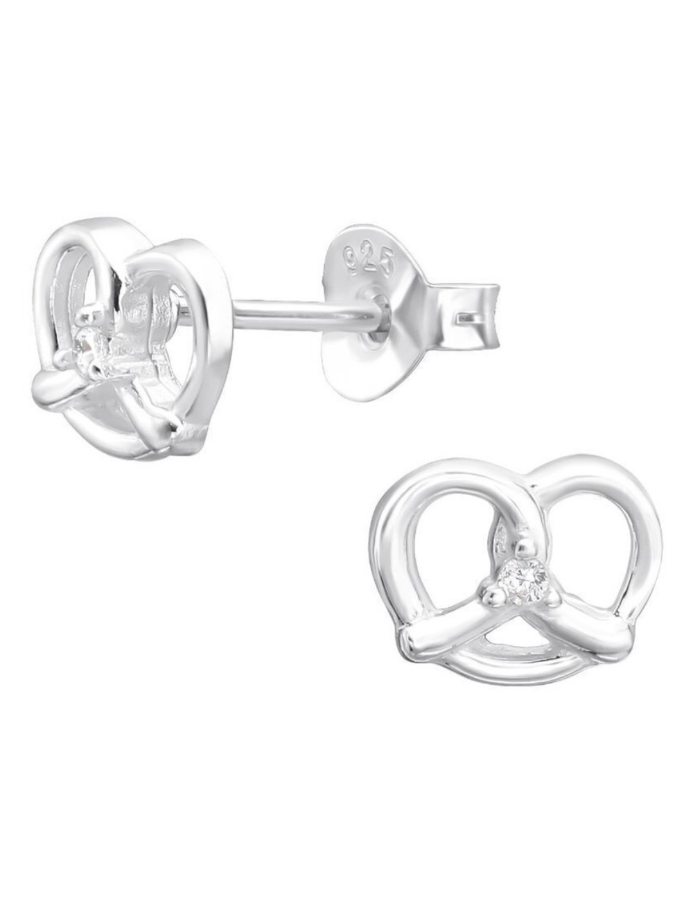 Sterling Silver CZ Pretzel Studs